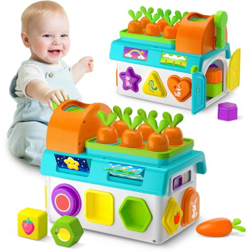 Montessori - Juguete de cosecha para niños de 1 año, juguetes de aprendizaje motriz fina para niños pequeños de 1 a 2 años, regalo de primer cumpleaños para niños de un año, juego educativo de 12 a 18