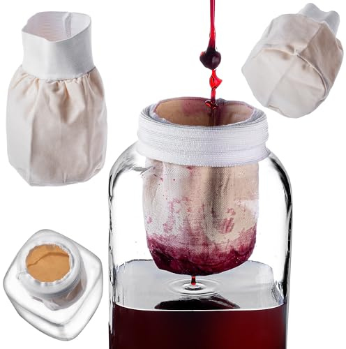 KADAX Filterbeutel 1L, Siebbeutel zum Filtern von Saft, Likör, Wein & Nussmilch, Pressbeutel, Nussmilchbeutel, Passiertuch mit Gummiband, Presstuch, Filtertuch