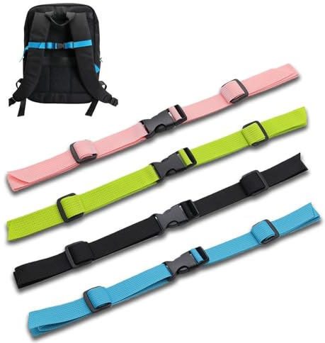 Nasxkji Backpack Chest Strap 4 Pcs Adjustable Sternum Straps for Backpack with Quick-Release Buckle Non-Slip Durable Belts for Hiking Jogging Climbing (Black/Green/Pink/Blue)
