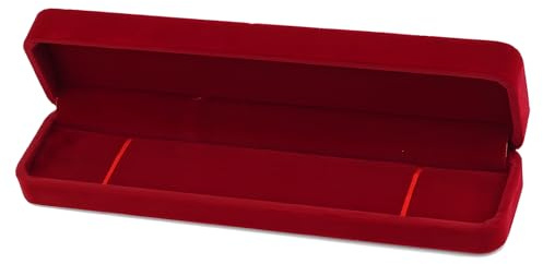 KIRVOS Samt Schmuck Geschenkbox Rot, Schmuckschatulle Halskette Display Box für Halsketten & Armbänder, Elegante Aufbewahrungsbox für Hochzeitsgeschenke & Schmuckpräsentation