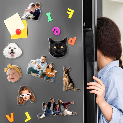 Personalisierter Acryl Kühlschrankmagnet mit Foto, Individuelles Haustier Porträt von Hund oder Katze, Familienbild Magnete, Wasserdichter Dekomagnet für Küche, Büro, Geschenkidee