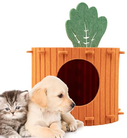 Nid pour Chat Doudoune Amovible Semi Fermée - Grand Nid en Forme de Carotte,Caverne-Lit en Forme de Carotte - Pour Maison et Intérieur Animaux de Compagnie Taille Petite Moyenne Grande Chats Chiens So