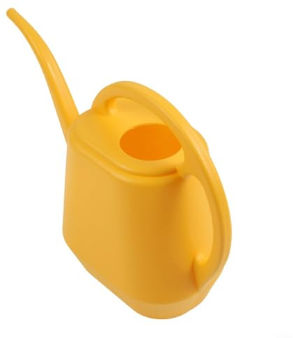 Annaffiatoio in plastica con beccuccio lungo, 2 litri, leggero, per piante da interni ed esterni, per piante da appendere e vasi da fiori (giallo)