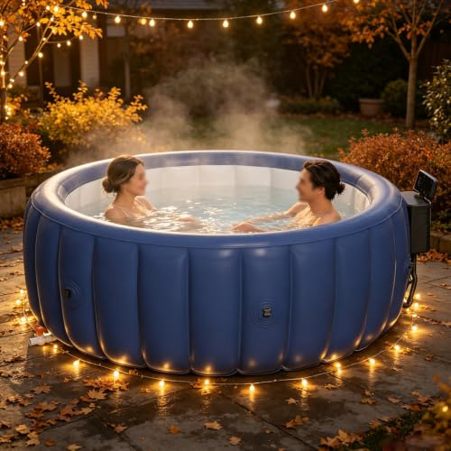 GwlThixion Hot Tub Gonfiabile per 2 Persone, in/Outdoor Spa, Piscina Invernale, Spa Gonfiabile Rotonda per Famiglie, Spa Relax da Esterno con di filtrazione e circolazione