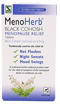 Schwabe Pharma - MenoHerb - Menopause Relief - Black Cohosh Root Extract 6.5mg - Traditionally Used for Hot Flushes, Night Sweats and Mood Swings - 30 Tablets
