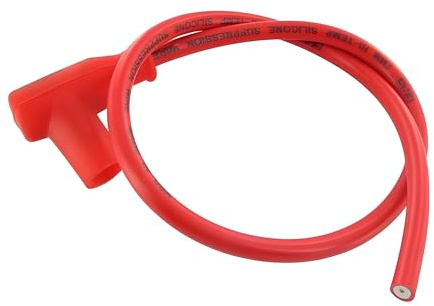 Zündkabel und Stecker Motoforce Racing, rot | RACING, Länge 50 cm, Gummistecker kompatibel mit Piaggio Typhoon 50 TEC1T, Peugeot Speedfight 2 50 LC Wasser