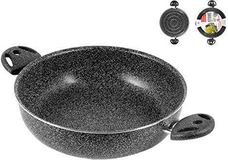 HOME Stone Sauteuse Antiadhérente, 2 Poignées, Pierre, Anthracite, 24 cm