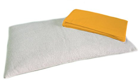 SOGNI D'ORO -cm. 40 x 80- Cuscino con Imbottitura Naturale in Pula di Grano Saraceno Depolverizzata, Guanciale Ortopedico per Letto Completo di Federa Lavabile in 100% Cotone