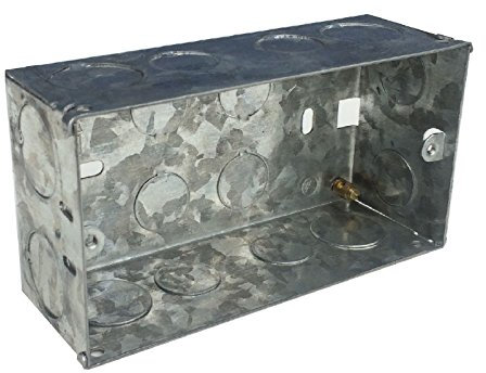 Home.smart Double Galvanised Metal Flush Mounted Pattress, 2 Gang, Depth: 47mm, Silver, Classic Style