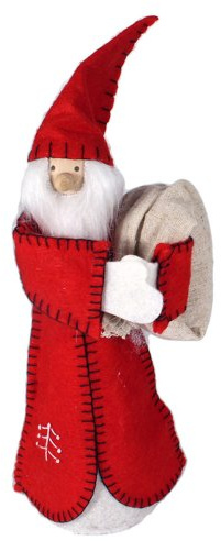 Puntale per Albero di Natale in Feltro, a Forma di Angelo/Babbo Natale con Vestito Rosso e Sacco