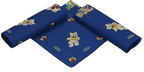 Betz 3er Pack Kinder Nickituch Bandana Kopftuch Halstuch BÄREN mit Schleife Größe ca. 41 x 41 cm 100% Baumwolle Farben: rot, blau