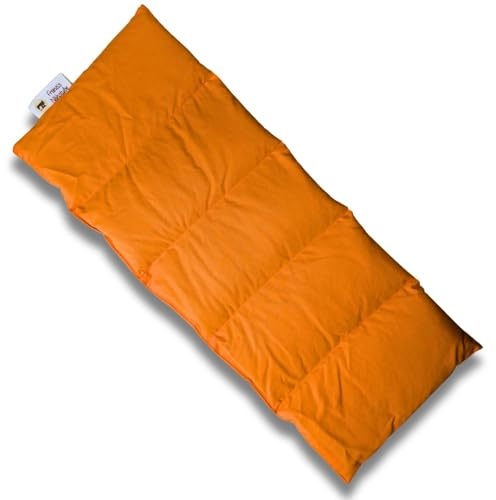 Franzis Nähstube 50x20cm Dinkelkissen Orange in 100% Baumwolle I Körnerkissen Dinkel 50x20 für Mikrowelle I Wärmekissen, Dinkelkernkissen, Nackenwärmekissen