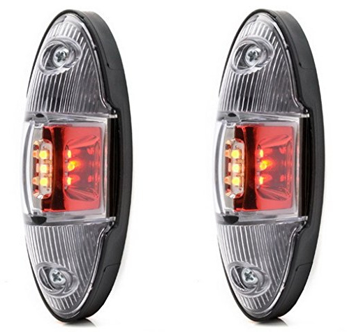 2 Stk. x 9 LED 12V 24V Rot Weiß Orange Seitenleuchten Seitenmarkierungsleuchte Markierung Wohnwagen Wohnmobil LKW Zubehör Schutzklasse IP66/68
