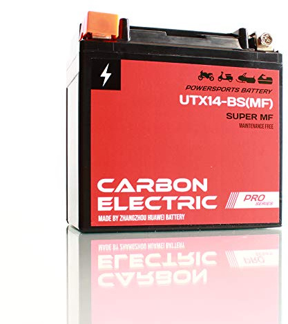 Carbon Electric Gel Batterie YTX14-BS 12V 12Ah UTX14-BS (Wartungsfrei/Versiegelt) Akkumulator Motorrad Roller Motorradbatterie Rollerbatterie