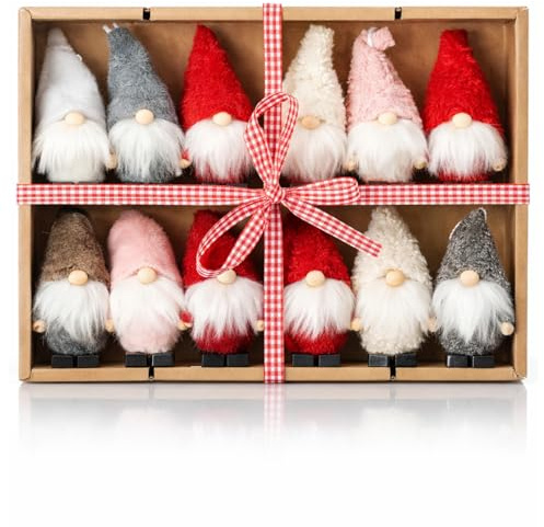 COM-FOUR® 12x Colgantes de Papá Noel Premium para el árbol de Navidad, Colgantes de Figuras de árbol de Navidad como Adornos para árboles, Adornos navideños o Colgantes de Regalo, Trolls Decorativos