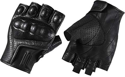 ASDQWER Gants Demi-doigts,Fingerlose Leder Radfahren, Ausschnitt halbe Fingerhandschuhe, Turn Driving Rollstuhlhandschuhe, Unisex, Männer, Damen, PU-Leder-Performance Handschuhe,B,L