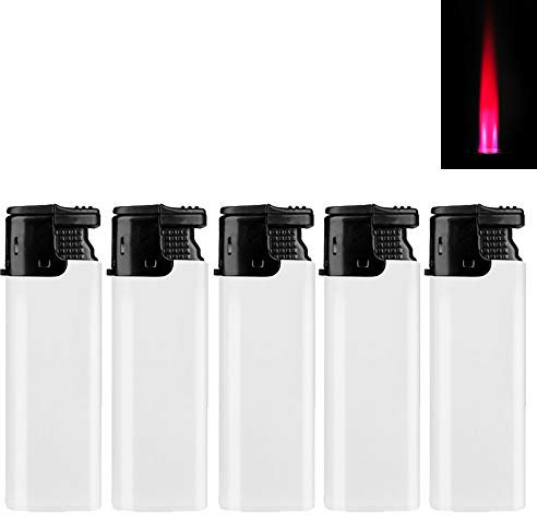 Sepilo Accendino turbo Calidas rosso turbo fiamma gas accendino ricaricabile antivento (bianco – 5 accendini)