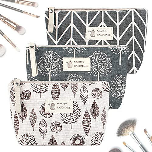 3 Pcs Wasserdicht Canvas Kosmetiktasche mit Reißverschluss Schminktasche Segeltuch Doppelschicht Kosmetikbeutel für Reisen Badorganisation Geschäftsreisen Mehrfarbig