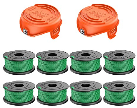 CDIYTOOL A6486 Trimmer Replacement Spools with 90583594 Cover, 0.08/2mm 20ft Spool lines Compatible with the Black and Decker A6486 GL9035, GL8033, GL7033 (8 Spools + 2 Covers)