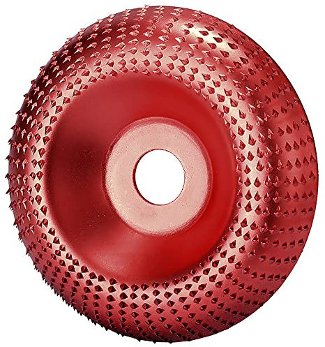 Lot de 2 disques abrasifs de 100 mm en carbure de tungstène, pour ponçage, sculpture, polissage, façonnage, meuleuse d'angle, disque de sculpture sur bois, 16 mm (rouge)