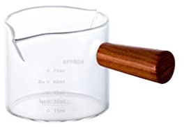 Saucière facile à verser Espresso petite tasse de lait en verre mini poignée en bois de lait pichets de jus de lait de lait de jus de lait de pouce pour servir la vinaigrette, le bouillon, le poivre n