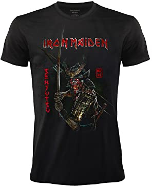 Camiseta Iron Maiden Senjutsu. Camiseta Oficial de Rock Negra. Banda Heavy Metal. Algodón. Unisex. Adulto Muchacho.
