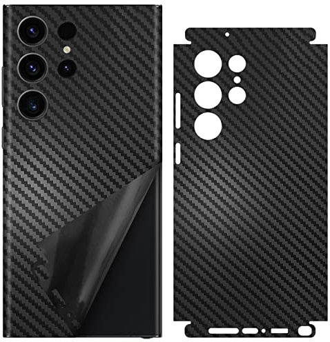 SUKIDIOVQ for Samsung Galaxy S23 Ultra Skin Wrap Phone Sticker Carbon Fiber 3m Vinyl Ultra Thin Slim Ultralight Decal Glass Protector Film Protective for Back Side Borders Camera