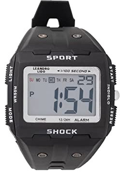Leandro Lido Orologio sportivo unisex – Display digitale a 12 bit con cronometro, allarme e funzione segnale orario, impermeabile fino a 3 ATM