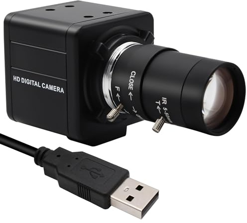 MMlove USB Camera 5MP HD Webcam 5-50mm Manual 10X Varifocus Zoom Lens Lightburn Camera with CMOS OV5640 Sensor for Skype/Zoom/FaceTime/Hangouts,PC/Laptop/Raspberry Pi Free Driver UVC