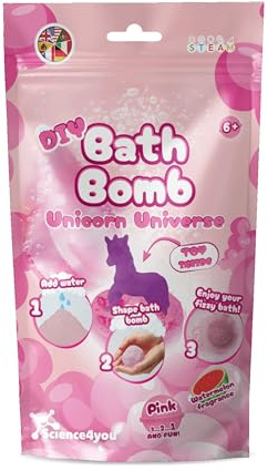 Science4you Bombe da Bagno Sacchetto Rosa per Bambini +6 – Kit di Bombe da Bagno, Kit Scientifico Educativo Unicorno, Esperimento Cosmetico, Regalo Cosmetico per Ragazze e Ragazzi di 6 7 8+ Anni