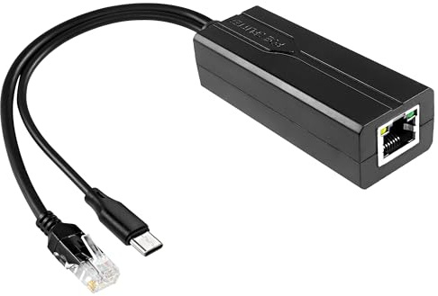 MEIRIYFA USB Typ C PoE Splitter 5V 2.4A, PoE auf USB-C Adapter 10/100Mbps IEEE 802.3af Standard Power Over Ethernet für Tablets, Dropcam, Security IP Kameras und mehr