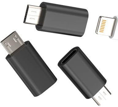 Lightning female to Micro USB male Adapter(3pack)for Apple iPhone Charging Cable Connector Android Adaptor Data Transfer Converter micro-usb Port Devices Accessories compatible for Samsung S6 S7 edge+