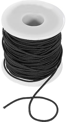 QUARKZMAN 1.5mm Elastische Kordel Elastische Gewinde Perlenschnur Kordel für Schmuck Herstellung Halskette Armband Perlen 54 Yards Schwarz