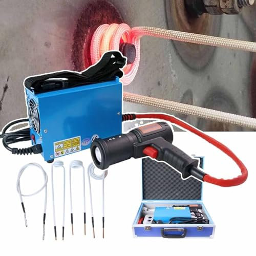 DDZJTPP 1,5 Kw Induktionsheizgerät,Tragbares Magnetisches Induktionsheizer,Schraubenentfernungsmaschine Mit 3 Heizspulen Für Die Erwärmung Von Korrodierten Schrauben,Muttern,Zahnrädern