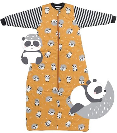 schlummersack Schlafsack Baby Winter 90 cm Panda | Babyschlafsack mit Ärmel 3.5 Tog Baby Schlafsack Winter | Winter Schlafsack Baby Baumwolle