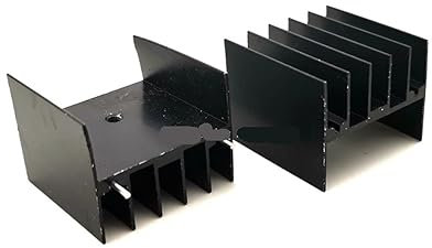 TVOLRFNIY 5 Stück schwarzer Aluminium-TO-220-Kühler, Kühler, Transistorkühler, 30 x 25 x 30 mm, mit 2 Pins