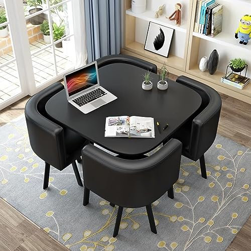 Rundes Esstisch-Set mit 4 Stühlen, modernes Freizeitmöbel für Küche, Lounge, Wohnzimmer, kleine Bürokonferenzräume, Tische und Stühle