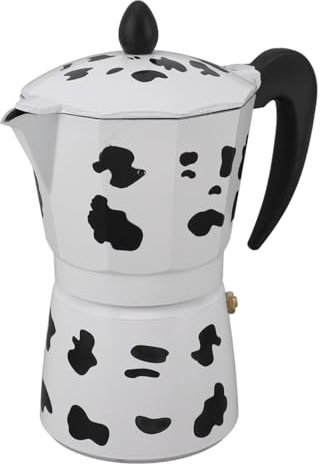 HOHXFYP Cafetera para Estufa, Cafetera de Color Vaca Lechera, Cafetera Greca de Aluminio, Percoladora Italiana para Cafetera Espresso para el Hogar, la Oficina, el Camping (6 tazas, 300ml)