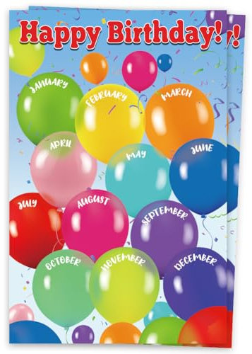 GOMAKERER 2 Blatt Happy Birthday Tabelle Für Den Unterricht Buntes Geburtstagsposter Wiederverwendbares Geburtstagskalender Poster Für Die Pinnwanddekoration In Der Schule Und Im Klassenzimmer 43x28cm