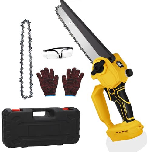 8 Zoll Kettensäge Kompatibel mit Dewalt 20v, Bürstenlosem Motor, Kleine Kettensäge Mit Kette, Mini Elektrokettensäge Für Gartenholz Baumschere Astschere Holzschneiden (DW)