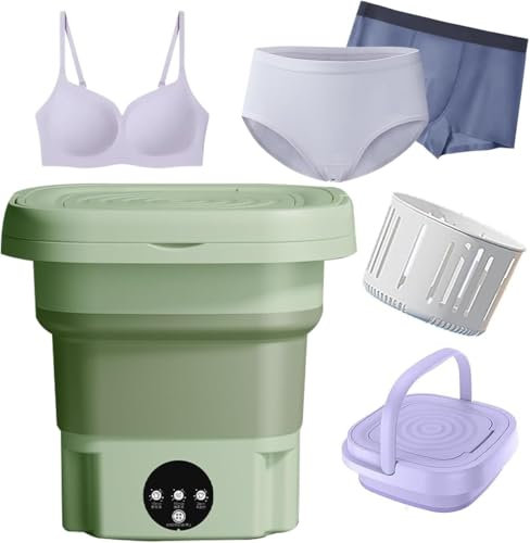 Lavatrice Portatile, Mini Lavatrice Pieghevole 2 in 1 da 8 Litri e asciugatrice centrifuga, pesa 1,2 kg con 3 modalità, Mini Lavatrice per Vestiti del Bambino, Biancheria Intima e Viaggi, ca
