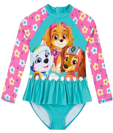 Paw Patrol Badeanzug | Skye Badeanzug Kinder Mädchen | Blumen Lange Ärmel Bademode | Schwimmkleidung Mädchen | Schwimmanzug Kinder