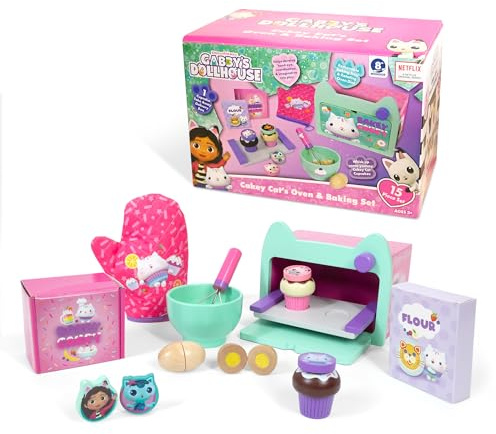 Gabby's Dollhouse Kit de pâtisserie pour enfants avec bol mélangeur, fouet, farine, œufs et four – Jouet amusant et amusant pour les tout-petits et les enfants – Jouets Gabby's Dollhouse pour garçons
