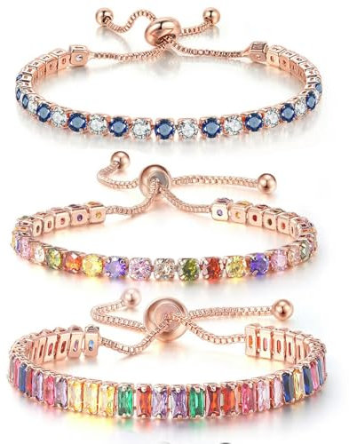 Verstellbare mehrfarbige Tennisarmbänder für Frauen Damen Hochzeit Regenbogen Buntes Zirkon -Charmearmband Handkette Schmuck Schmuck
