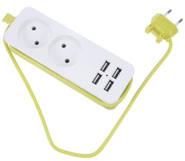 Angoily Presa Di Multifunzionale 4 Porte Usb e 4 Prese, Presa Di Ricarica Domestica Sicura, Compatibile Ac220-240v, Per Casa, Ufficio e Ristoranti, Design Compatto Bianco e Verde