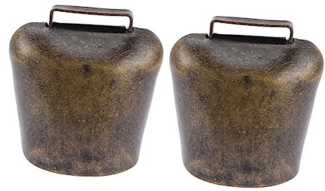 Toddmomy Campanelli Per Bovini in Ferro Zincato 2 Pezzi Suono Forte, Leggeri e Resistenti, Campanacci Anti-smarrimento Per Bestiame Da Pascolo, Medie Dimensioni, Adatti Per Allevamento Animale