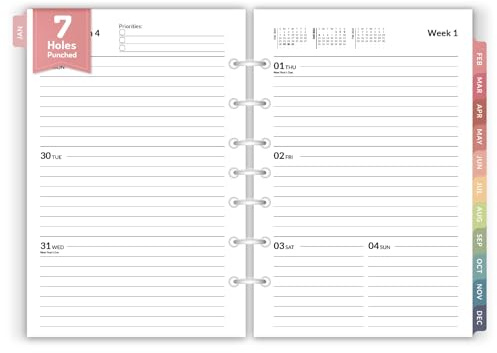 2026 Weekly & Monthly Planner Refills for A5 7-Ring Binders, Jan 2026 - Dec 2026, Forvencer 7-Hole Punched Planner Inserts with Colorful Monthly Tabs, Small Calendar Organizers, 5-3/4 x 8-1/4