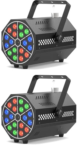 Nebelmaschine, 2 PC 18 RGB LED mit Fernbedienung, leuchtstarken LEDs, Farbverlauf, Sprung, Puls, Stroboskop, für Partys, Weihnachten, Halloween, DJs, Bühnen und Outdoor