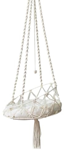 Hängematte Katze - Hängendes Katzenschlafbett Mit Haken Und Abnehmbarem Kissen - Boho Makramee Katzenschaukel Hängematte Für Garten, Terrasse, Balkon, Wohnzimmer