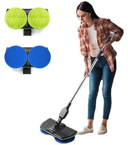 Mop Girevole Elettrico di Pulizia,Rotante Lucidatrice Pulitore da Pavimento con Macchina di Mop Pad Microfibra Uso Domestico,Leggero e Ricaricabile